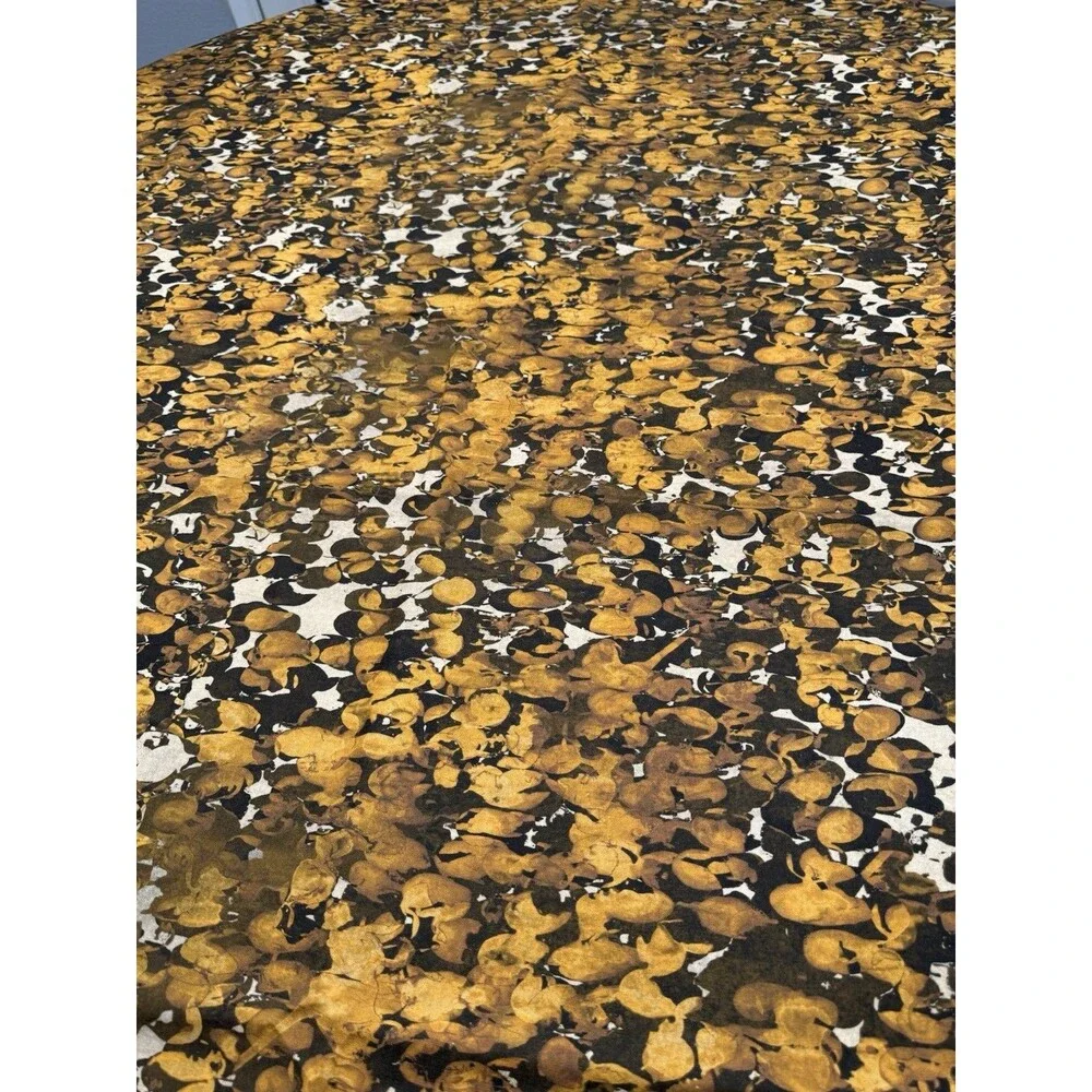 NWT Crate & Barrel 60x120” Tablecloth Yellow Gold Abstract Made Italy Cotton